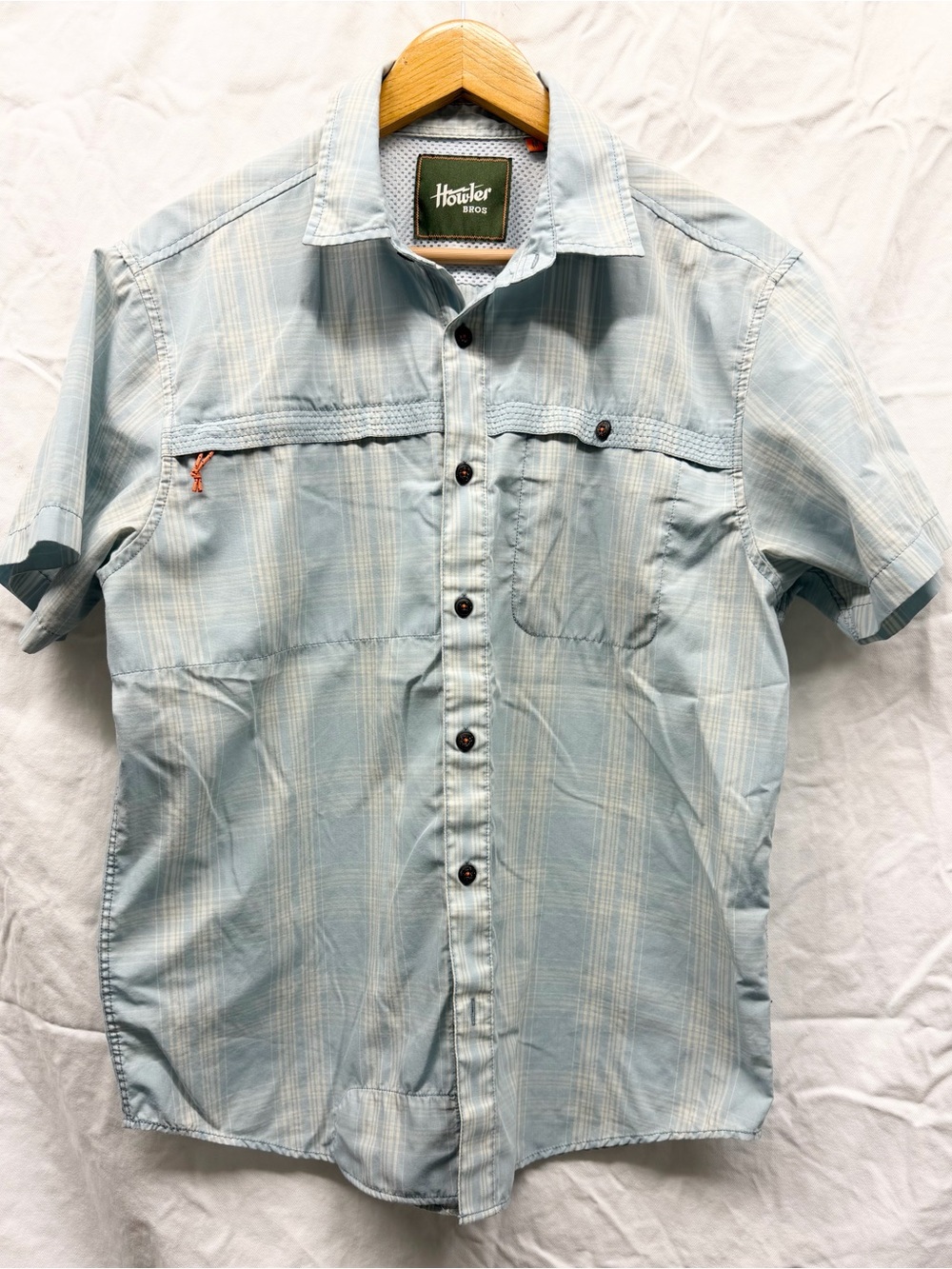 Howler Brothers Pale Blue Plaid Short-Sleeve Button-Up Shirt